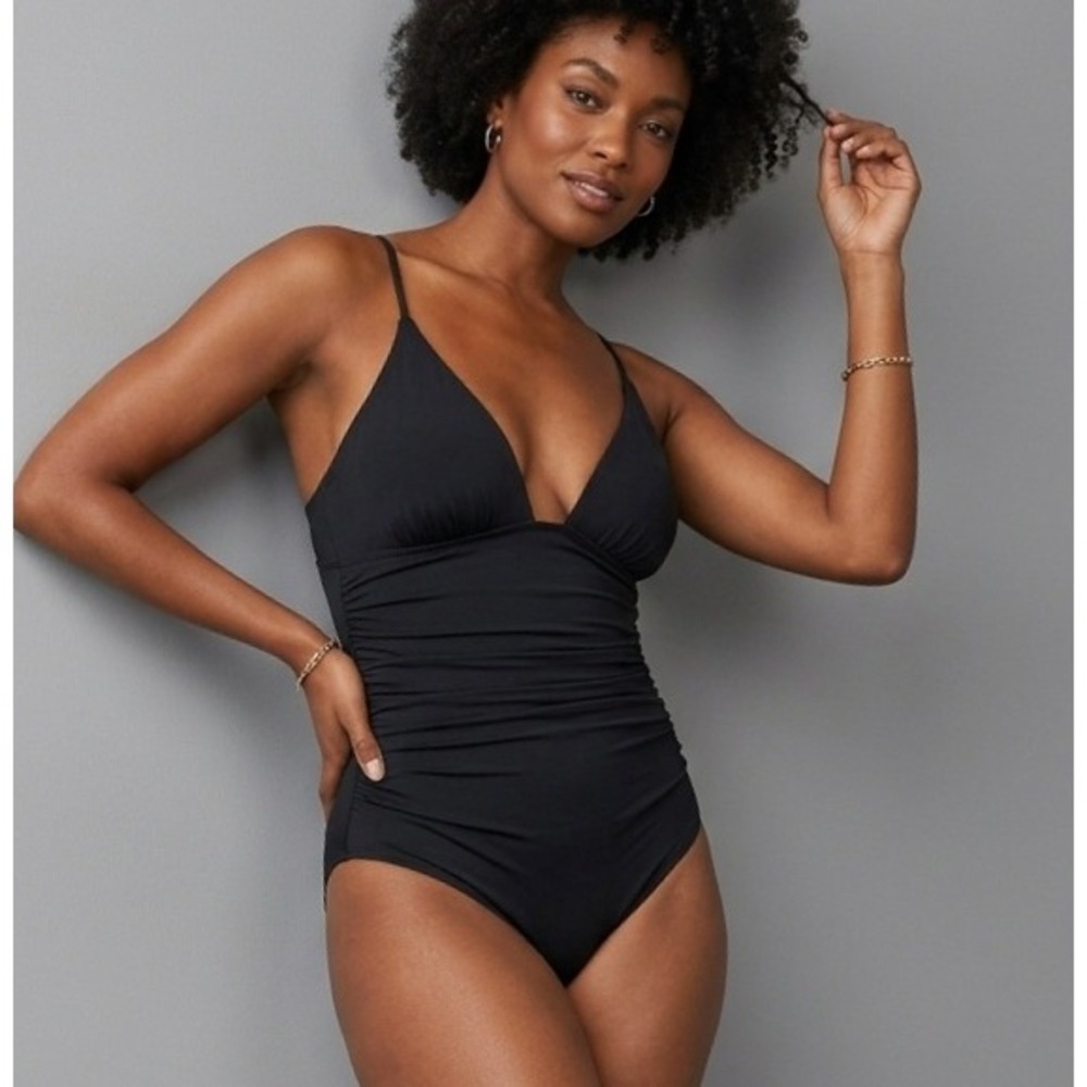 J.Crew Swimsuit Womens Size 10 Long Torso Black One Piece Ruched Margaux NWT
